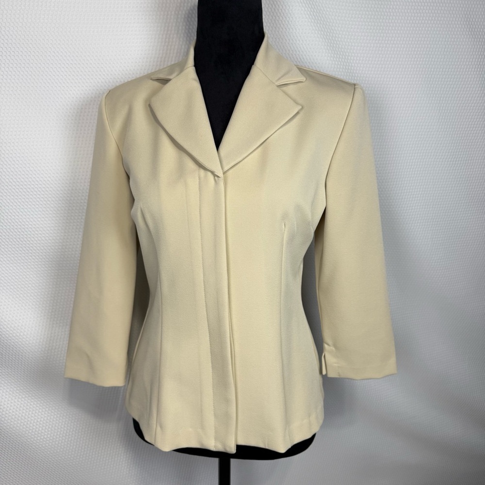 Vintage Alyn Paige Cream Tan Blazer Jacket Size 5/6 3/4 Length Sleeves